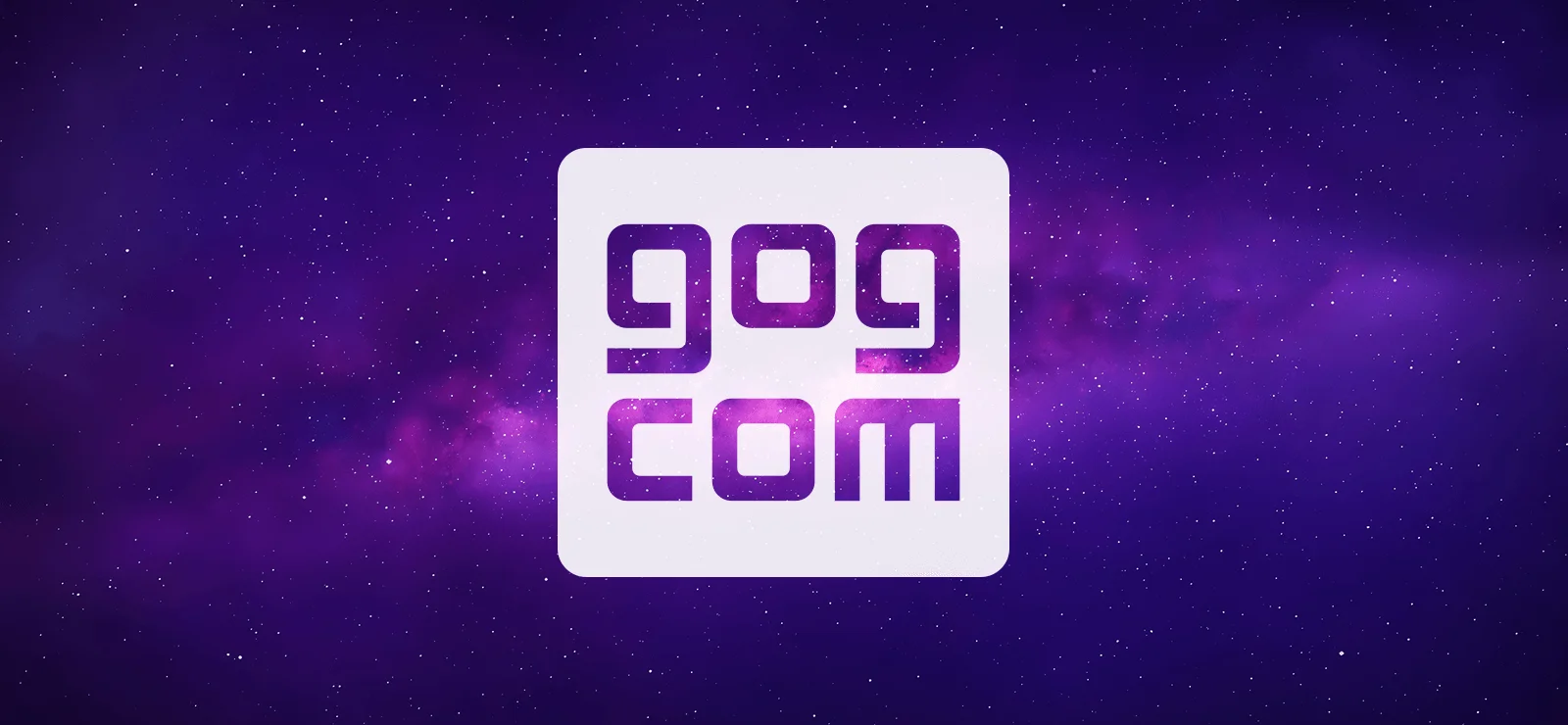 Stort GOG.com logo Stort GOG.com logo med stjerner i baggrunden